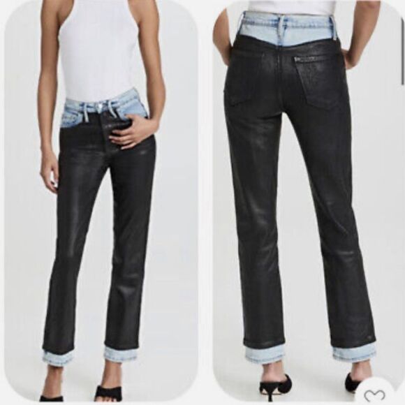 FRAME Le Sylvie Slender Straight Black Ice Jeans - Picture 1 of 8